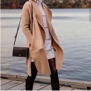 Chicwish Open Front Knit Tan Coat
